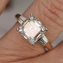 Load image into Gallery viewer, The Kadia - 4.34ct F/VS1 Asscher cut lab grown diamond ring in 14k gold