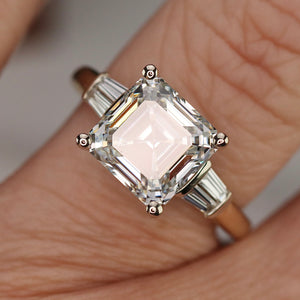 The Kadia - 4.34ct F/VS1 Asscher cut lab grown diamond ring in 14k gold