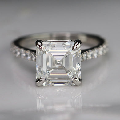 The Arabella - 4.41ct lab grown E/VS1 Asscher diamond solitaire ring in platinum