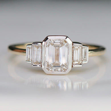 1.40ctw emerald cut lab grown diamond ring in 14k yellow gold