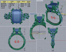Load image into Gallery viewer, 50% DEPOSIT FOR K: Fully custom design in platinum for 4.77ct radiant lab grown diamond