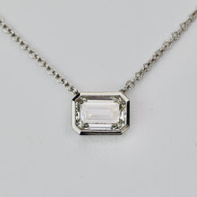 Load image into Gallery viewer, 50% OFF!  1ct Emerald cut lab grown diamond necklace in 14k white gold