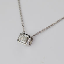 Load image into Gallery viewer, 50% OFF!  1ct Emerald cut lab grown diamond necklace in 14k white gold