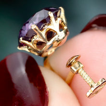 Load image into Gallery viewer, Estate Vintage Color change lab grown sapphire earrings in 14k yellow gold