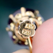 Load image into Gallery viewer, Estate Vintage Color change lab grown sapphire earrings in 14k yellow gold