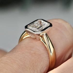 The Brielle - 3.08ct emerald cut lab grown diamond D/VS1 ring in 14k gold