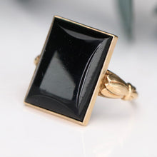 Load image into Gallery viewer, Vintage Estate rectangular Onyx ring in yellow gold
