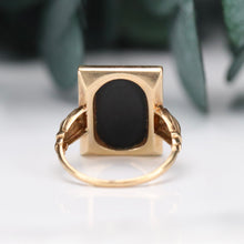 Load image into Gallery viewer, Vintage Estate rectangular Onyx ring in yellow gold