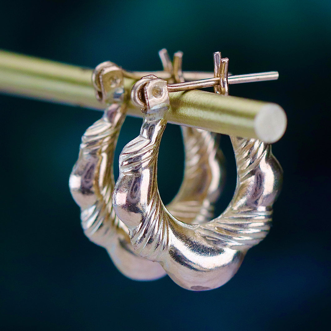Estate vintage Yellow gold creole earrings