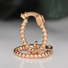 Load image into Gallery viewer, Beaded Huggies in 14k rose gold