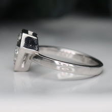 Load image into Gallery viewer, 2.01ct step cut shield lab grown diamond ring in 14k white gold