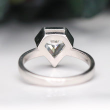 Load image into Gallery viewer, 2.01ct step cut shield lab grown diamond ring in 14k white gold