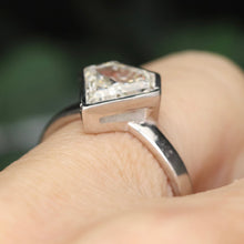 Load image into Gallery viewer, 2.01ct step cut shield lab grown diamond ring in 14k white gold