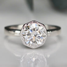 Load image into Gallery viewer, 2.11ct octagonal cut lab grown diamond ring in 14k white gold