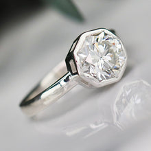 Load image into Gallery viewer, 2.11ct octagonal cut lab grown diamond ring in 14k white gold