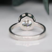 Load image into Gallery viewer, 2.11ct octagonal cut lab grown diamond ring in 14k white gold