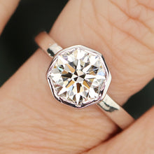 Load image into Gallery viewer, 2.11ct octagonal cut lab grown diamond ring in 14k white gold