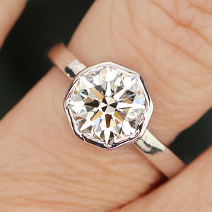 2.11ct octagonal cut lab grown diamond ring in 14k white gold