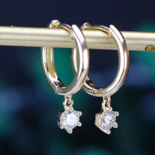 Load image into Gallery viewer, SPECIAL!  Natural Diamond huggies in 14k yellow gold