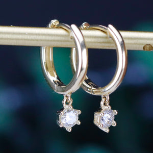 SPECIAL!  Natural Diamond huggies in 14k yellow gold
