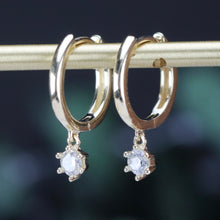Load image into Gallery viewer, SPECIAL!  Natural Diamond huggies in 14k yellow gold