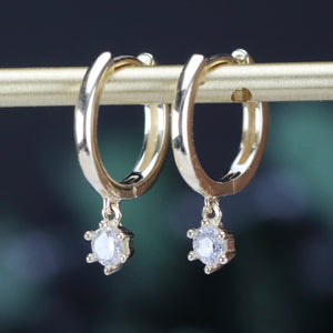 SPECIAL!  Natural Diamond huggies in 14k yellow gold
