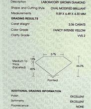Load image into Gallery viewer, 2.06ct oval shaped loose lab grown diamond FIY/VVS2 with IGI report