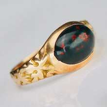 Load image into Gallery viewer, Estate Victorian Antique bloodstone pinky ring in yellow gold