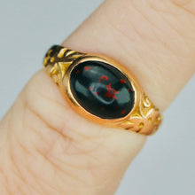 Load image into Gallery viewer, Estate Victorian Antique bloodstone pinky ring in yellow gold
