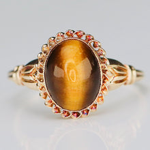Load image into Gallery viewer, Estate vintage tigers eye ring in yellow gold