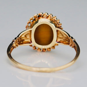 Estate vintage tigers eye ring in yellow gold