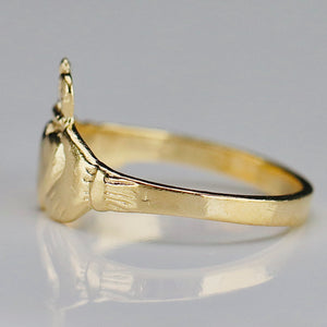 Estate Classic claddagh pinky ring from Ireland in yellow gold