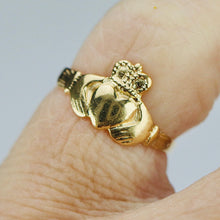 Load image into Gallery viewer, Estate Classic claddagh pinky ring from Ireland in yellow gold