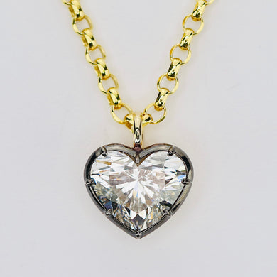4.01ct heart shaped lab grown diamond E/VS2 necklace in 14k