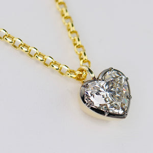 4.01ct heart shaped lab grown diamond E/VS2 necklace in 14k