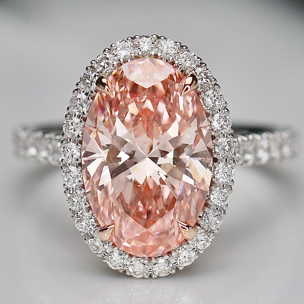 The Elena - 4.70ct oval cut lab grown diamond ring FVP/VS1 in 14k white gold