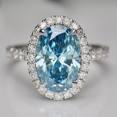 4.05ct oval shape lab grown diamond ring FVB/VVS2 in 14k white gold