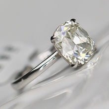 Load image into Gallery viewer, 3.12ct antique cushion cut lab grown diamond ring in 14k white gold