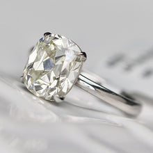 Load image into Gallery viewer, 3.12ct antique cushion cut lab grown diamond ring in 14k white gold