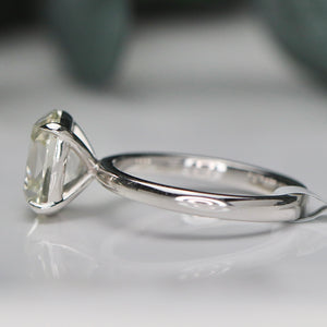 3.12ct antique cushion cut lab grown diamond ring in 14k white gold