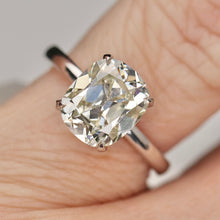 Load image into Gallery viewer, 3.12ct antique cushion cut lab grown diamond ring in 14k white gold