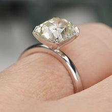Load image into Gallery viewer, 3.12ct antique cushion cut lab grown diamond ring in 14k white gold