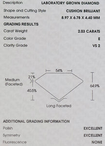 2.03ct antique cushion cut loose lab grown diamond E/VS2 with IGI report