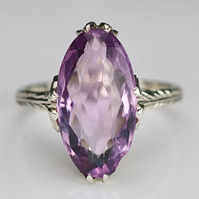 Load image into Gallery viewer, Estate Vintage moval amethyst ring in 18k white gold