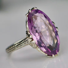 Load image into Gallery viewer, Estate Vintage moval amethyst ring in 18k white gold