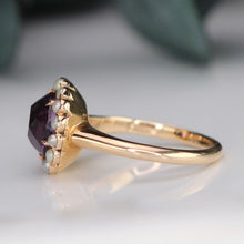 Load image into Gallery viewer, Estate Vintage amethyst and pearl ring in 14k yellow gold