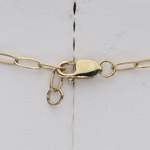 Asscher shaped 5mm Moissanite bezel paperclip necklace in 14k yellow gold