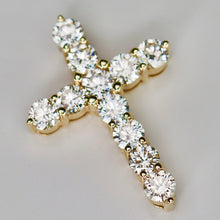 Load image into Gallery viewer, 3ctw lab grown diamond cross pendant in 14k yellow gold