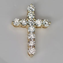 Load image into Gallery viewer, 3ctw lab grown diamond cross pendant in 14k yellow gold