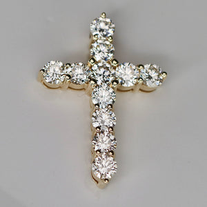 3ctw lab grown diamond cross pendant in 14k yellow gold